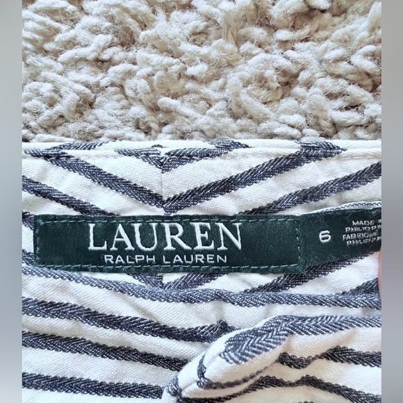 LAUREN Ralph Lauren Navy and White Striped Cropped Chino Pants - Picture 4 of 7
